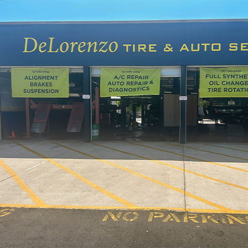 Photo showing a picture of DeLorenzo's tire and auto repair service shop front in Seminole.